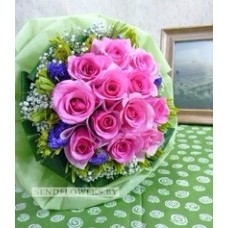 Hot-Pink Roses Hand Tied Bouquet