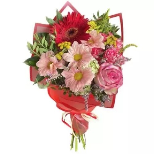Bouquet of chrysanthemum, rose, gerbera