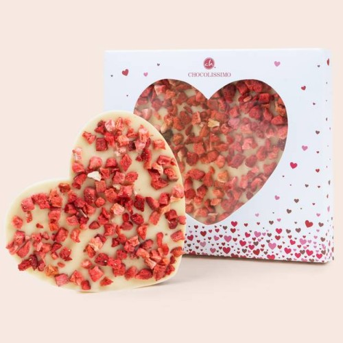 ChocoHeart of white chocolate with strawberries