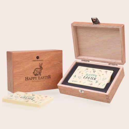 Easter chocolate in a wooden box