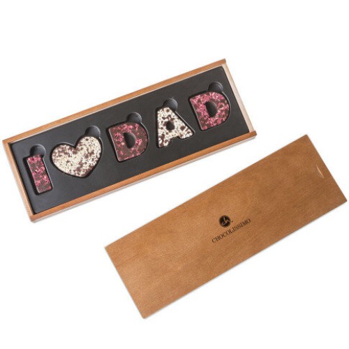 I love Dad in dark chocolate letters