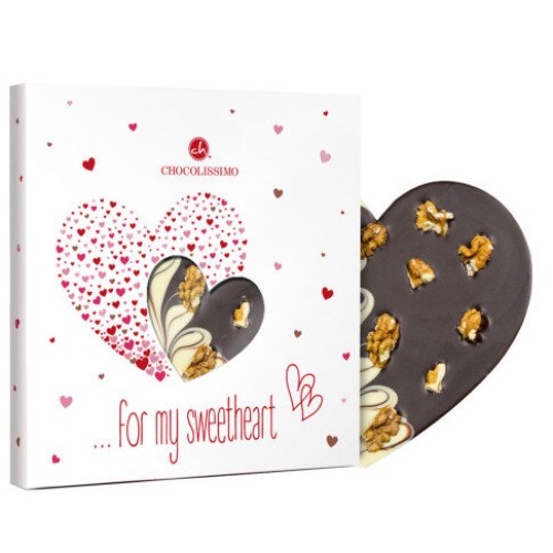 Chocolate heart with nuts
