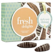 Fresh pears in chocolate dessert