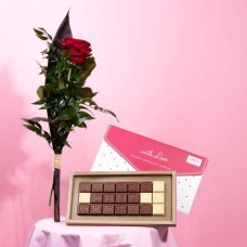 Red rose and telegram I love you very much