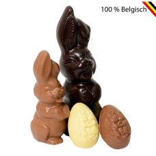 Duo of Easter bunnies and two Easter eggs
