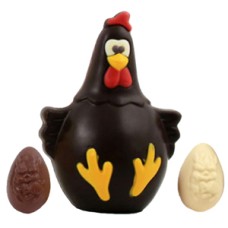 Colored Dark Chocolate Easter Chicken And Easter Eggs
