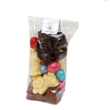 Delicious mixed Easter package with filled Easter eggs
