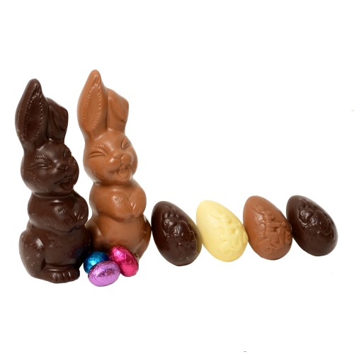 Duo Of Easter Bunnies And Easter Eggs Callebaut Chocolate