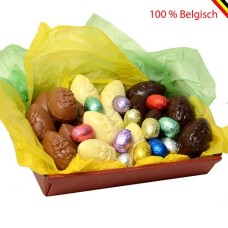 Easter basket with 30 Belgian Easter eggs