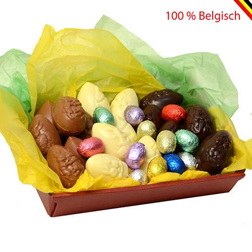 Easter basket with 30 Belgian Easter eggs