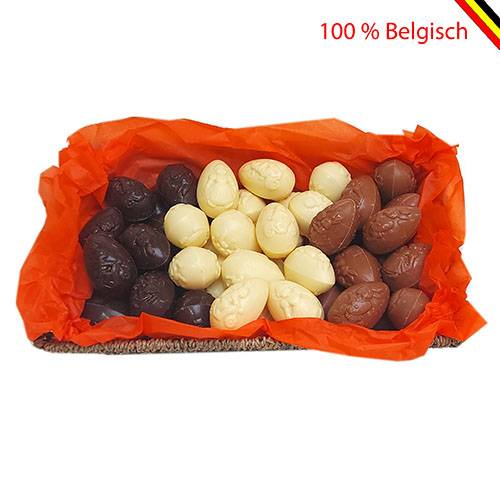 Easter basket with 1 kg of Belgian chocolate Easter eggs