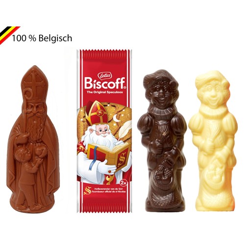 Three-coloured Saint Nicholas package with Biscoff