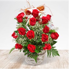 25 Red Roses Basket