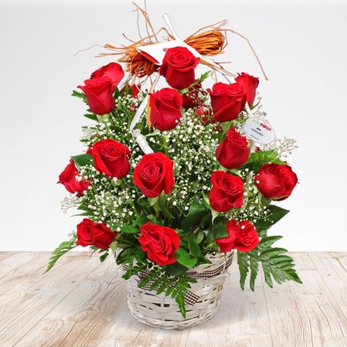25 Red Roses Basket