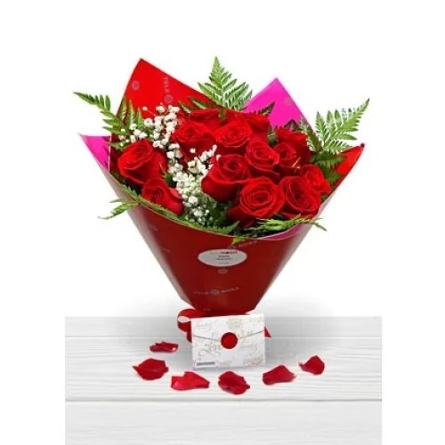 Bouquet of 15 red roses for Valentine's Day