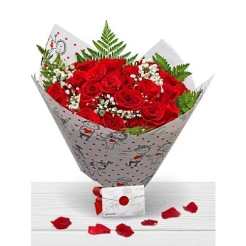 Bouquet of 24 red roses for Valentine's Day