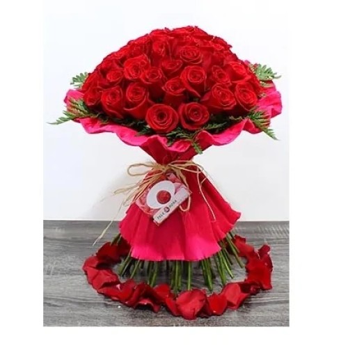 Bouquet of 50 red roses for Valentine's Day