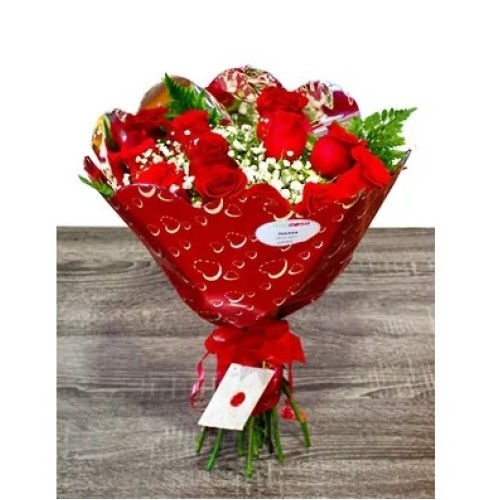 Bouquet of 9 red roses for Valentine's Day