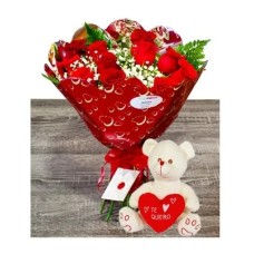 Cupid bouquet (12 red roses + love bear)
