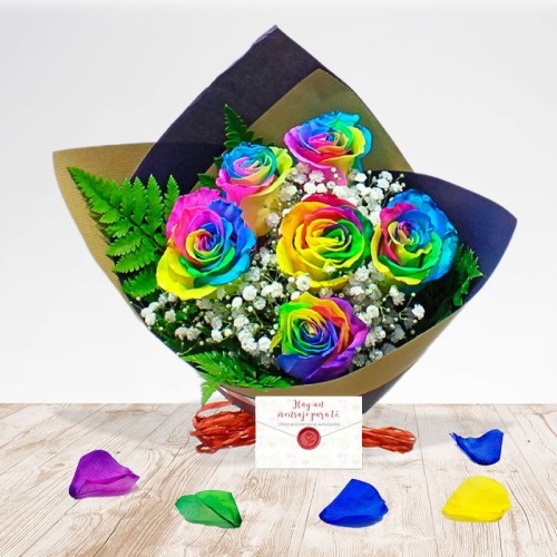 Kiss Multicolor Roses Bouquet