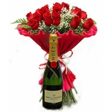 Moet and Roses Valentine's Day