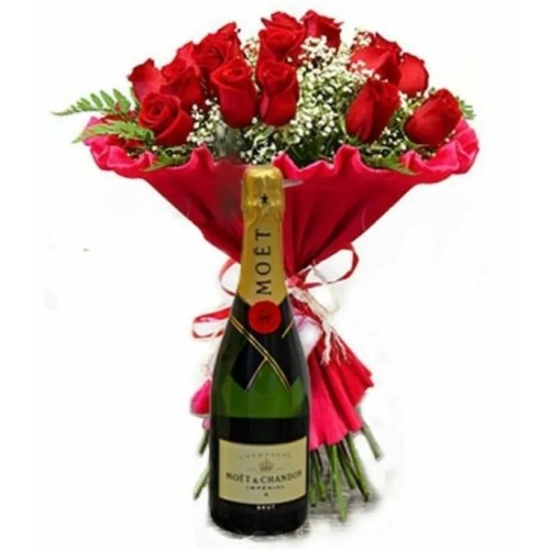 Moet and Roses Valentine's Day