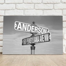 Personalized Black And White Intersection Street Sign - Canvas
