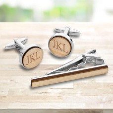 Bamboo Cufflink & Tie Clip Set for Men