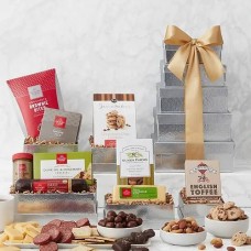 Shimmering Silver Gourmet Gift Tower