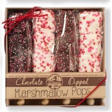 Lovely Heart Kraft Box of 4 Hand-Dipped Marshmallows- Sticks With Rounded End