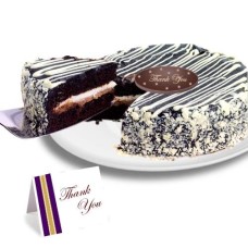 Black and White Mousse Thank you Cake