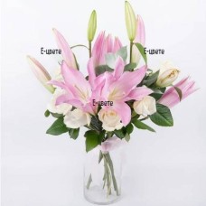 Bouquet of roses and lilies - Tenderness