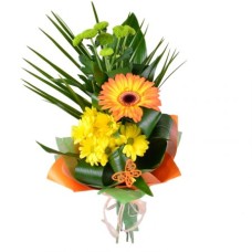 Bouquet of one gerbera and chrysanthemums