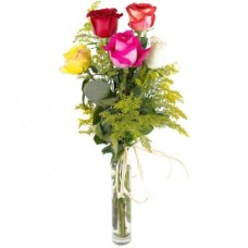 Bouquet of 5 multicoloured roses