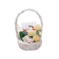 White basket with gifts