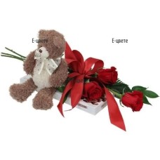 Three roses and gifts