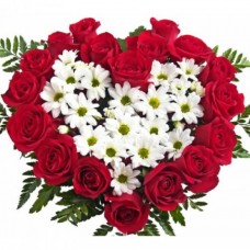 Heart of roses and chrysanthemums