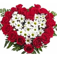 Heart of roses and chrysanthemums