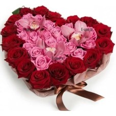 Heart of roses and orchids