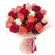 Bouquet of 25 roses in three colors
