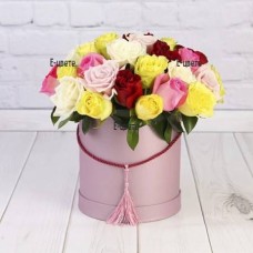35 roses in a round box