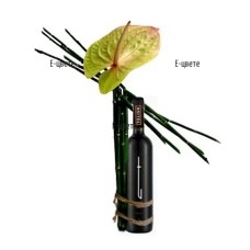 Anthurium and a bottle of wine