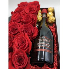 Roses & Wine Gift Box(Non-Alcholic wine)