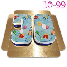 Double digit birthday cake in party theme
