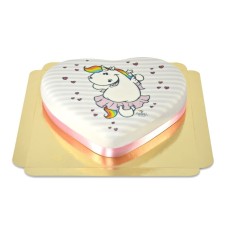 Chubby Unicorn On Heart Cake (Medium)