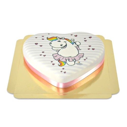 Chubby Unicorn On Heart Cake (Medium)