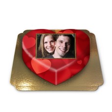 Photo Cake With Hearts In Heart Shape (Large)