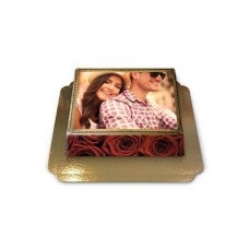 Photo cake with rose frame (Large((39×27 cm)40 pieces))