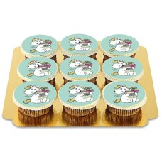 Green Chubby Unicorn Cupcakes - 9 pcs