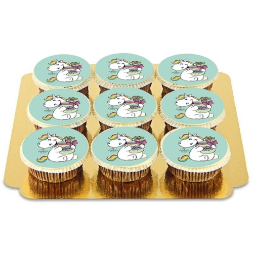 Green Chubby Unicorn Cupcakes - 9 pcs